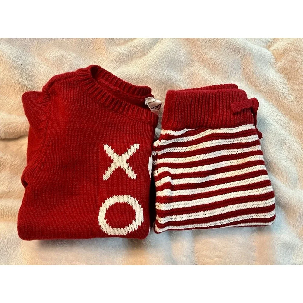 Carters Just One Red Sweater Outfit XOXO